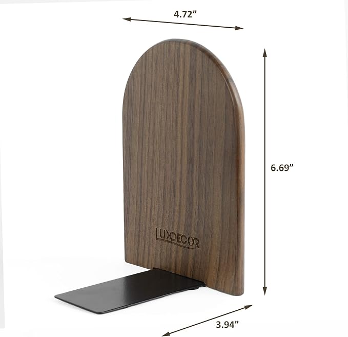 Large Bookend Hold Heavy Books- 7x4x5in 2 Pack Wood Bookends - Image 3