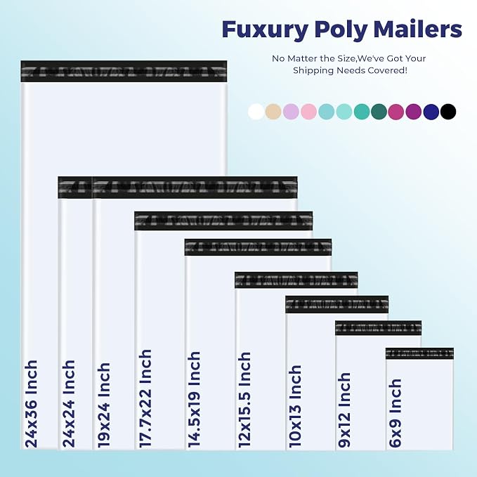 Fuxury Large Poly Mailers 14.5x19" 100Pcs, Shipping Bags - Image 9