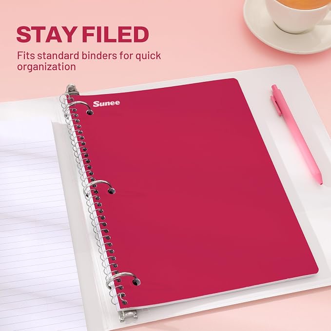 SUNEE Spiral Notebooks, 3 Pack, College Ruled Paper, 70 Sheets per Notebook - Image 3