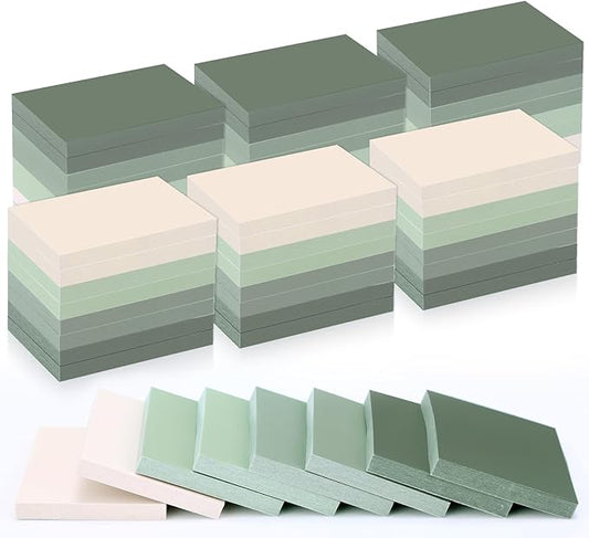 Fainne 60 Pads Sticky Notes Bulk 1.5 x 2 Inch Mini Self Stick Note Small Assorted Bright Colors Paper Memo for Office School Notebook Supplies 50 Sheets/pad (Simple Style,Green Series)-DeskLoop Office