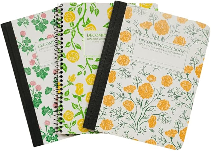 Decomposition 3-Pack Floral College Ruled Notebook by Decomposition
