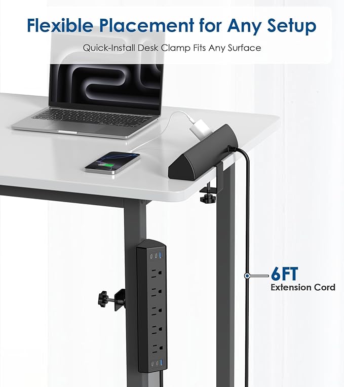 Jgstkcity Desk Clamp Power Strip USB C,40W Total Fast Charging Station,4 PD 20W USB C Ports,Desk Edge Mount Surge Protector,5 Outlets,Fit 1.96" Tabletop Edge,ETL Listed-DeskLoop Office