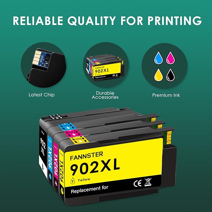 902XL 902 XL Ink Cartridge Compatible for HP 902 XL Ink Cartridges Compatible for HP OfficeJet Pro 6978 6958 6968 6962 OfficeJet 6970 6975 6960 6950 6954 6951 6956 6961 6963 6964 Printer(4PK)-DeskLoop Office
