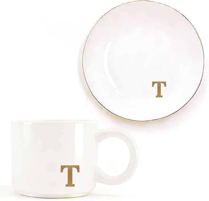 RainVibe Elegant Gift Set for Women – Personalized Monogram Ceramic Mug & by Unknown
