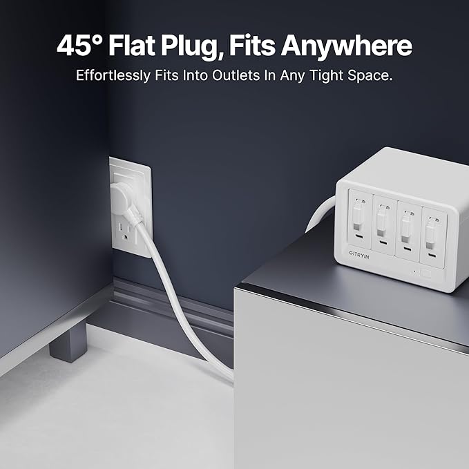 12-in-1 Desktop Charging Station with 4 Retractable Wall Chargers, 40W USB-C Power Strip with 4 AC, 4 USB C, 4 Type-C 31.5in Cables, Extension Cord with 1020J Surge Protection for Home Office