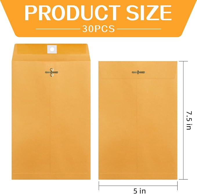 30 Pcs 5 x 7.5Inch Manilla Envelopes, Kraft Envelopes - Image 2