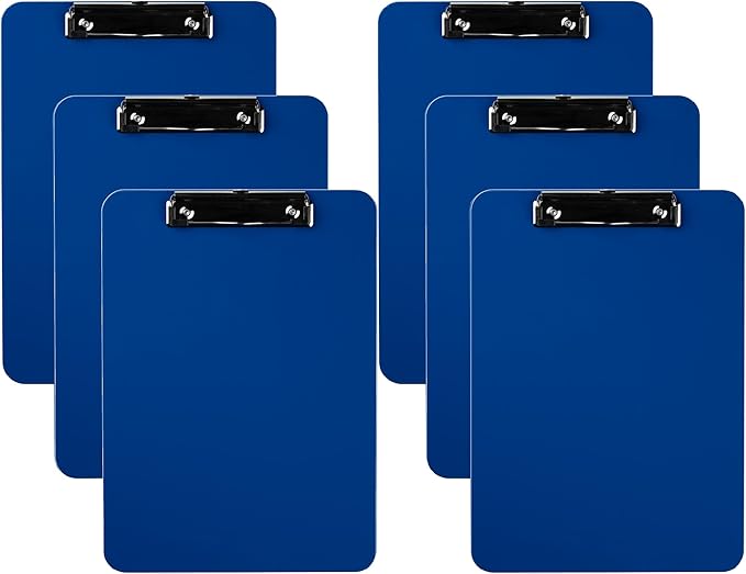 Pack of 6 Plastic Clipboards by DAVISGROUP