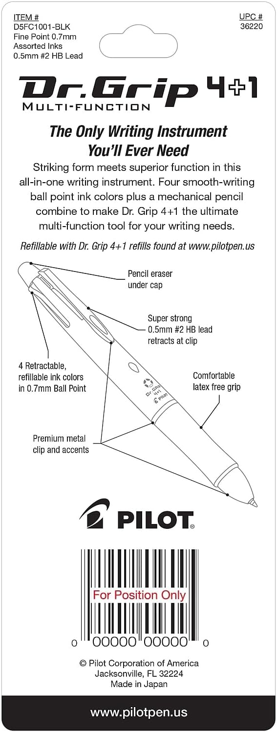Pilot Dr. Grip 4+1 Multi-Function Refillable & Retractable Ballpoint Pen + - Image 4