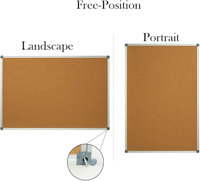Lockways Cork Board Bulletin Board, Double Sided Corkboard 36" x 24", Wall-Mounted Aluminum Framed Message Presentation Notice Board 3 x 2-DeskLoop Office