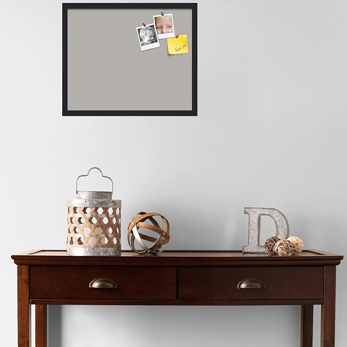 PinPix 22x18 Inch Cork Bulletin Board. This Decorative Framed Pin Board Comes with Dark Stone Design and a Satin Black Frame. Ideal for Home Office Decor or Message Board (PinPix-1808)-DeskLoop Office