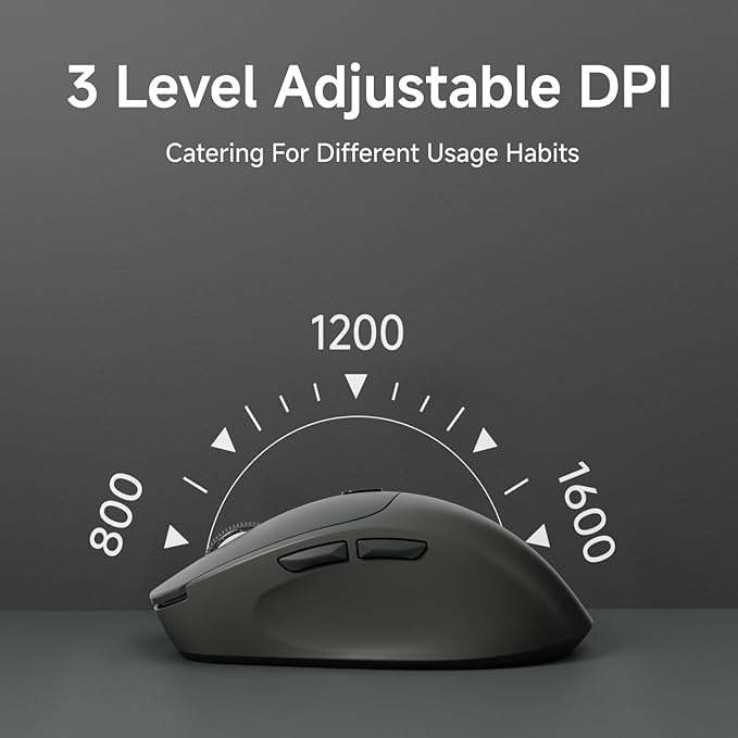 EWEADN Q5 Wireless Mouse, Bluetooth & 2.4G Quiet Computer Mouses with 1600 DPI, Battery Level Display, Ergonomic Office Mouse,6 Button Portable Cute Cordless Mice for Laptop/PC/Mac- Black-DeskLoop Office