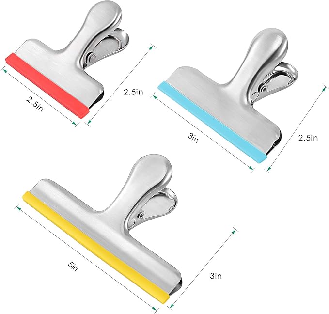 HOUSE AGAIN 12 Pack 3 Sizes Stainless Steel Chip Bag Clips Covered - Image 8