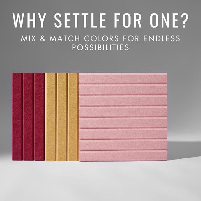 Large Cork Boards for Walls Black Felt Alternative - Slat Wall Paneling, Bulletin Board Tiles for Home Decor, Push Pin Corkboard Organizer for Office or Classroom-12-Pack Panel Kit (Mustard)-DeskLoop Office