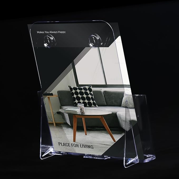 xydstay Acrylic Brochure Holder 8.5x11 Inches Slant Back Design, Plastic Table - Image 9
