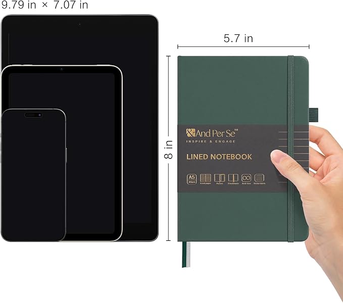&And Per Se Lined Notebooks Bulk 5-Pack, A5 Hardcover Journal, 160 Pages 100gsm - Image 2