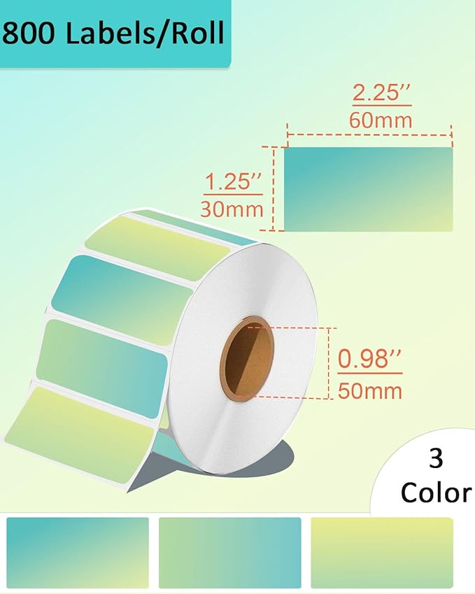 2.25 x 1.25 Thermal Labels, Self-Adhesive Address Shipping Barcode Thermal Stickers,Thermal Printer Labels Compatible with Rollo & Zebra & MUNBYN, 800 Labels for Printer, Gradient Green-DeskLoop Office