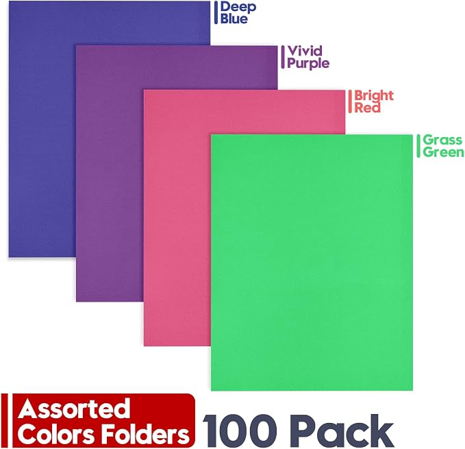 2 Pocket Folders, 100 Pack Bulk Durable Paper Letter Size File Folders - Image 4