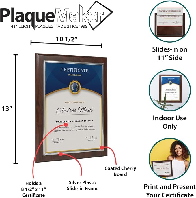 PlaqueMaker Certificate Frame, Cherry Wood - Image 8