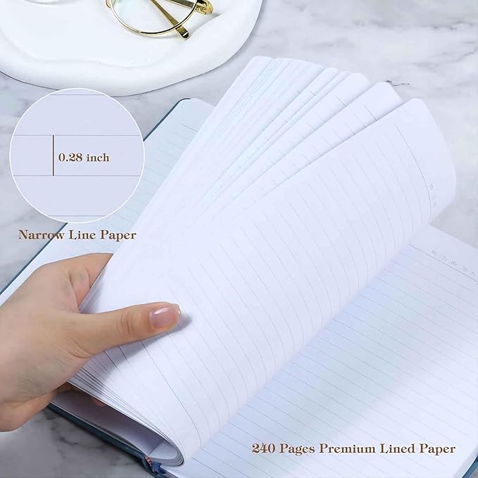 POPRUN A5 Lined Journal Notebooks, Leather Hardcover Thick Notebook for Writing, Business Work, Travel, School, College, Christmas, 5.5 x 8.3 inch, 240 Pages Classic Ruled Journals Notepad, Black-DeskLoop Office