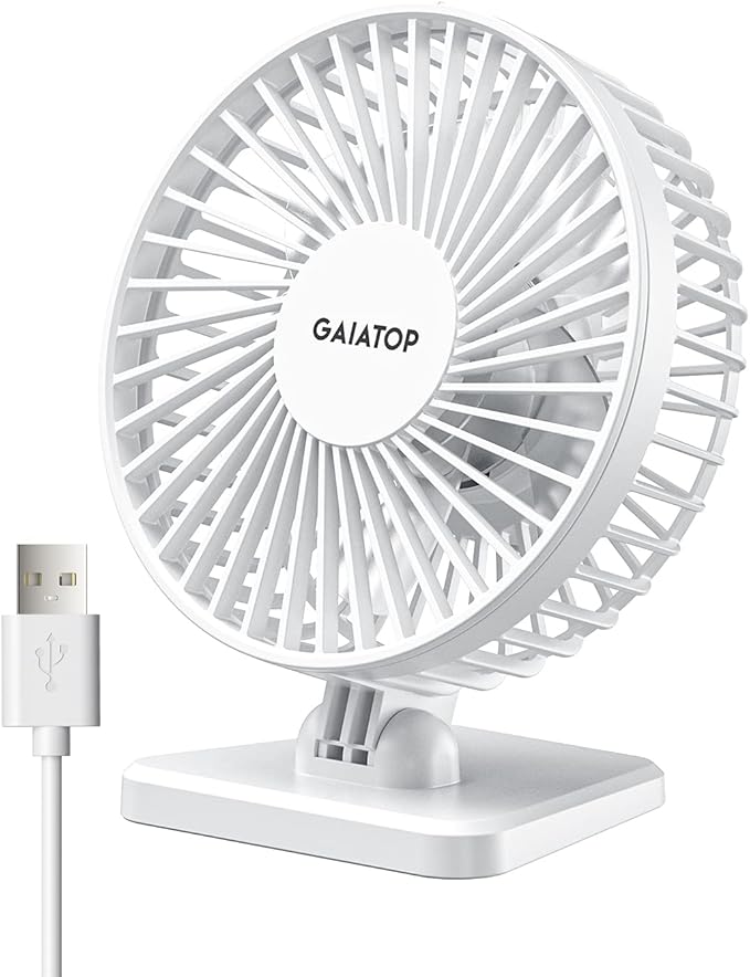 Gaiatop USB Desk Fan, Small But Powerful, Personal Portable Quiet 3 Speeds by GAIATOP