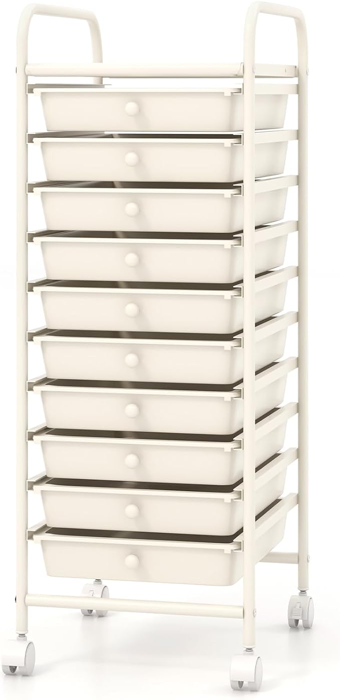 Giantex 10-Drawer Storage Cart w/Universal Wheel, Rolling Cart w/Handle - Image 9