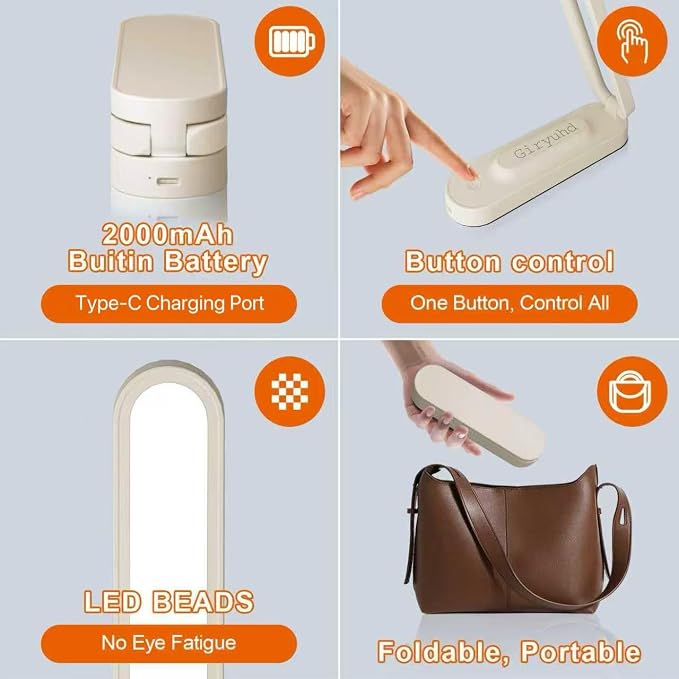 Giryuhd LED Desk Lamp for Office Home & Battery Operated Lamp Rechargeable Lamp - Image 6