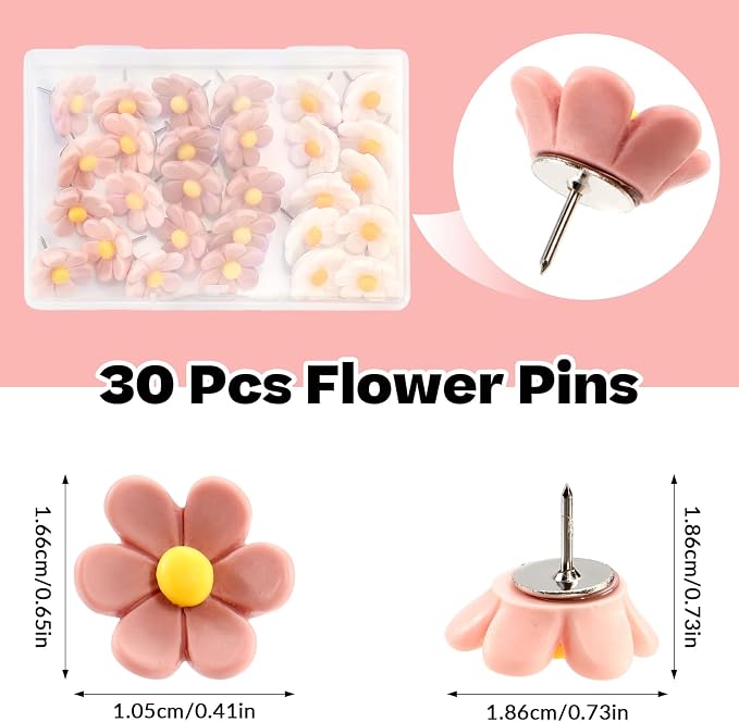 30Pcs Decorative Flower Push Pins - Image 2