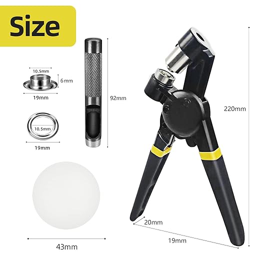 HAPDEN Grommet Tool Kit, 3/8 inch Handheld Eyelet Kit Manual Grommet Press - Image 5