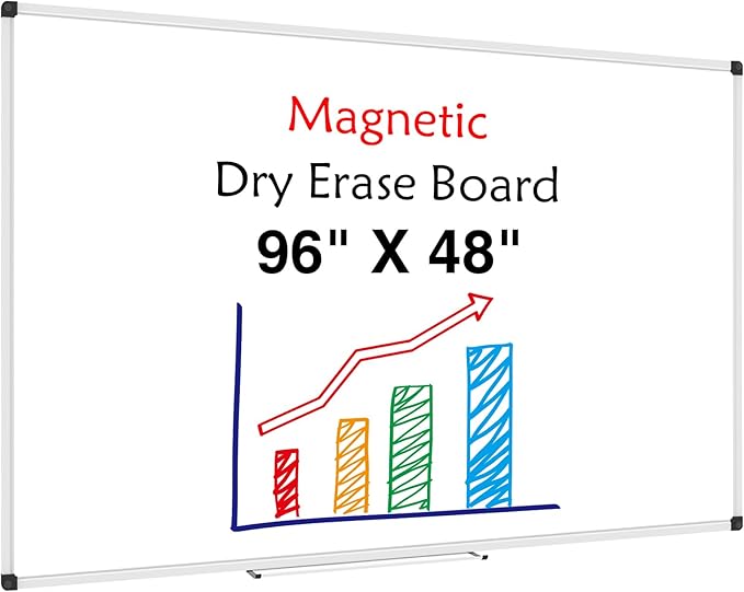 XBoard Magnetic Dry Erase Board 96 x 48 Inches Wall-Mounted, Aluminum Frame by XBoard