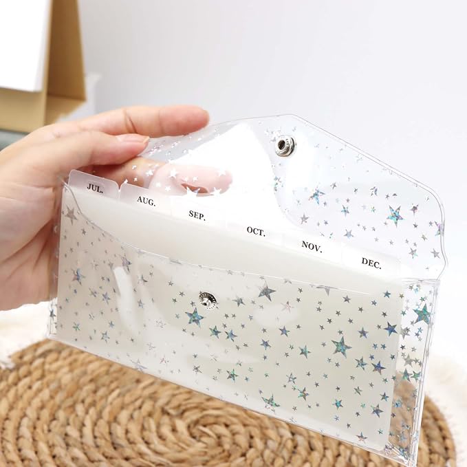 Cash Envelope Wallet 6-Tab Divider Pockets Cash Stuffing Envelopes Glitter PVC - Image 2