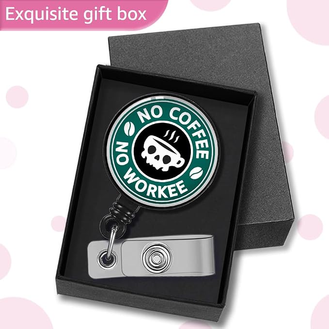 No Coffee No Workee Badge Reel Retractable - Image 4