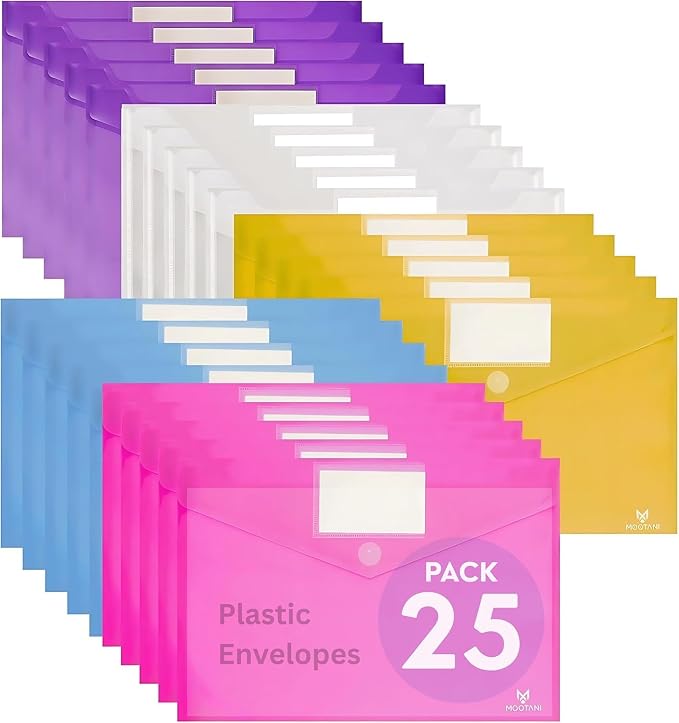 25 Pack Plastic Envelopes, Folders by Unknown