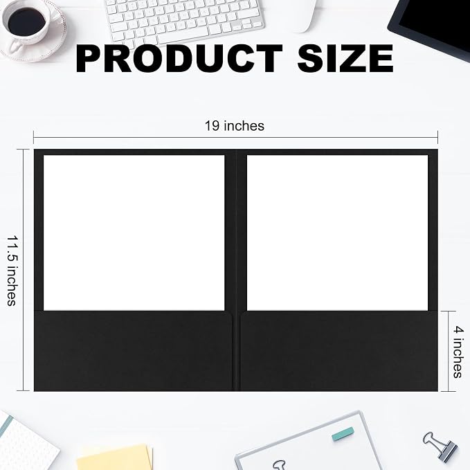 Kisston 50 Pack Executive Twin Pocket Folders Letter Size Black - Image 2