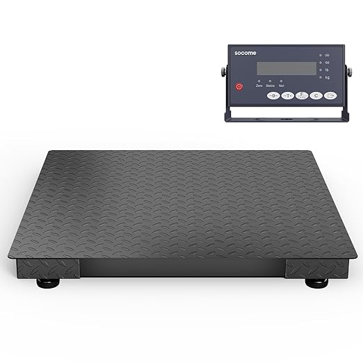 36"x36" Industrial Floor Scale, Heavy-Duty Warehouse Scale with Digital Indicator, Accurate Pallet Scale for Postal Luggage Shipping Mailing Weighing, 5000 lb x 1 lb, Black-DeskLoop Office
