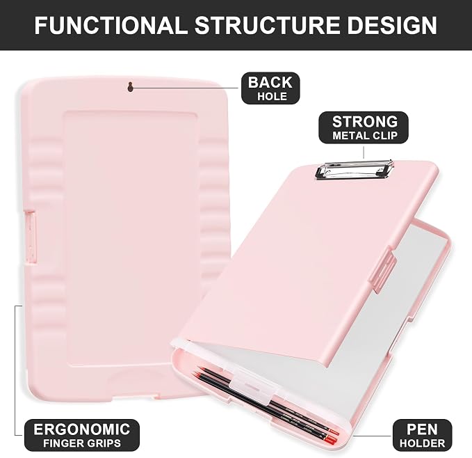 Plastic Clipboard with Storage, 8.5 x 11 Storage Organization Box Side-Opening - Image 3
