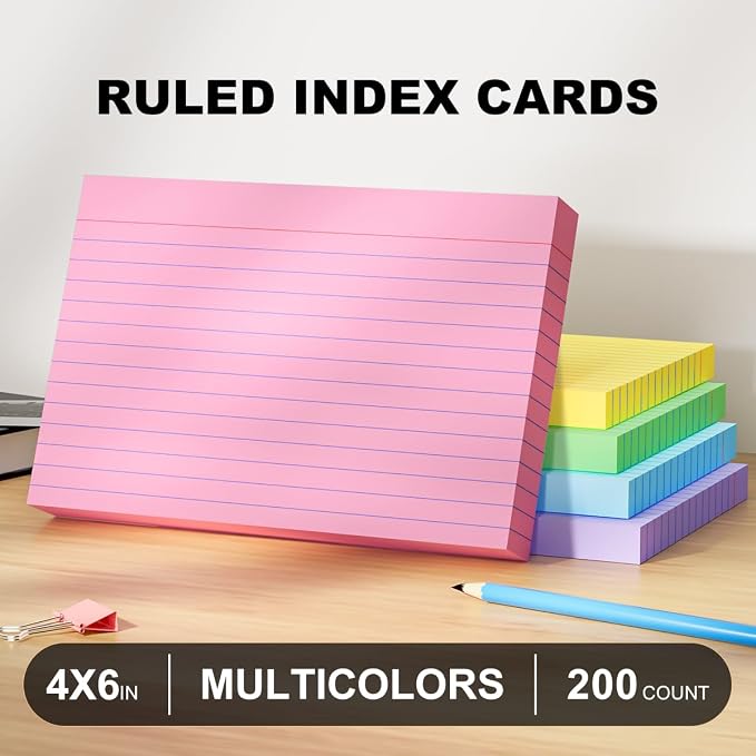 4x6 Index Cards, Colored Notecards 4 x 6 Index Card Single-Side Lined Flash - Image 2