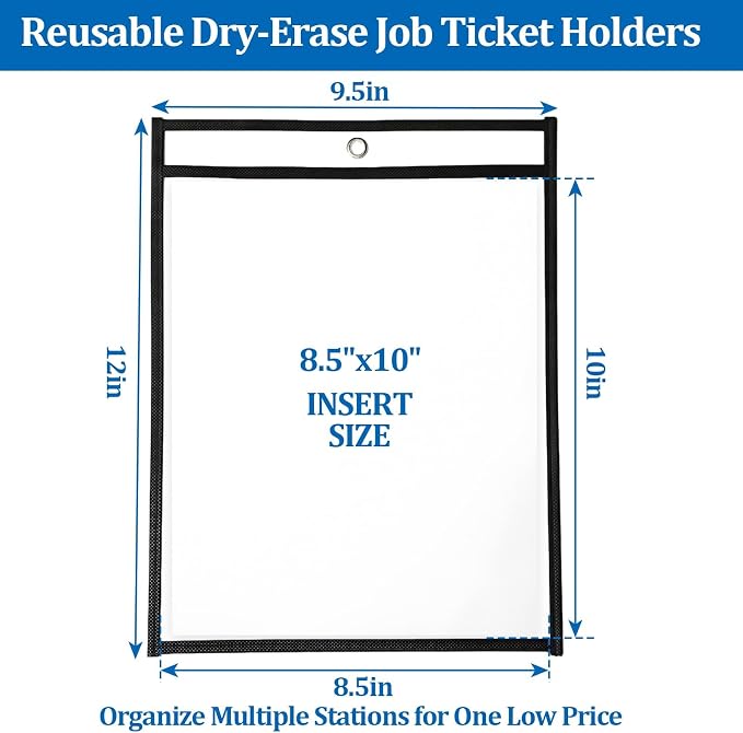 Job Ticket Holders, 9.5x12 Inch Plastic Sleeves, 8.5 x 10 Shop Ticket Holders - Image 2