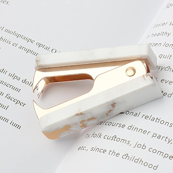 1PC Marble Gold Line Gold Staples Remover Acrylic Luxury Yellow Golden Metal - Image 3