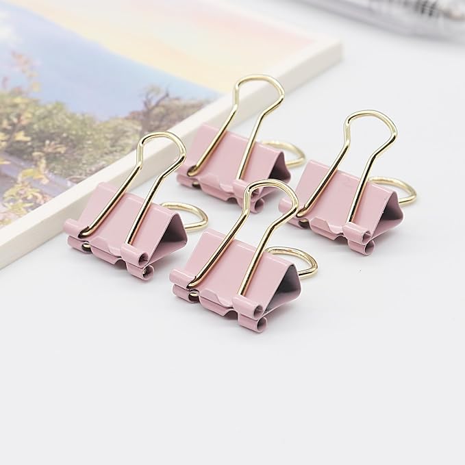 YCVIORING Mini Binder Clips, 100 Pack, Light Pink, Tempered Steel, Modern Style - Image 5