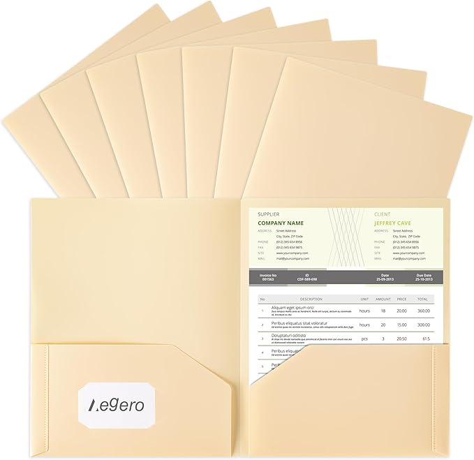 Aegero Plastic Folders with Pockets, Durable Heavy Duty File Folders with by Unknown
