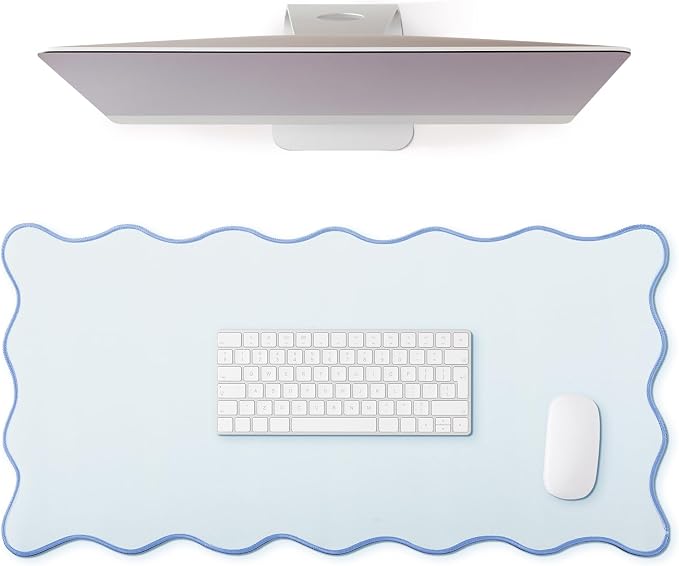 Hahafelt Scalloped Desk Mat Large Desk Pad Cute Coquette Table Mat Back to by Hahafelt