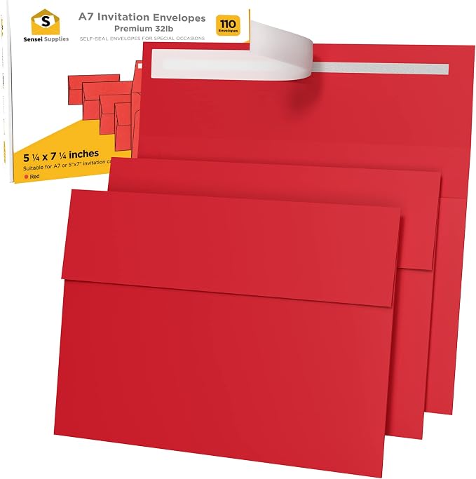 110 5x7 Red Invitation Envelopes by SenseiSupplies