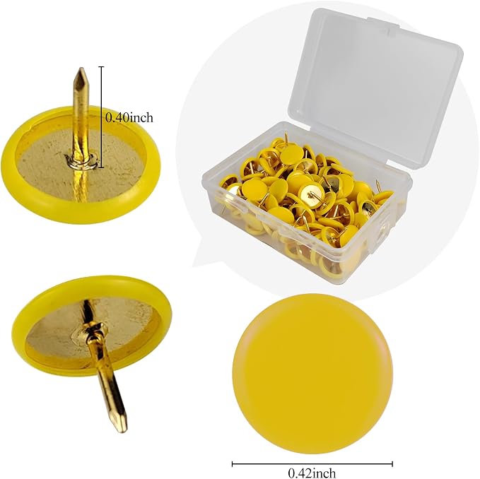 200 Pcs Thumb Tacks, Drawing Pins, Metal Flat Push Pins, Round Head Drawing Pins - Image 4