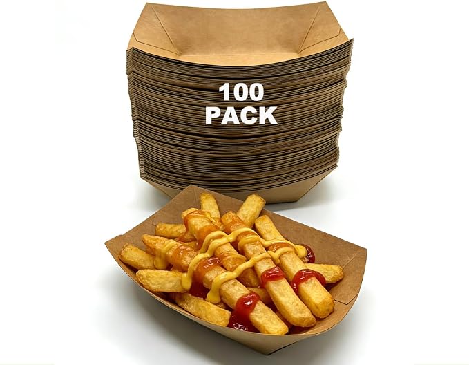 100 Pack, 2lb Paper Food Trays, Disposable Food Trays, Suitable by Unknown