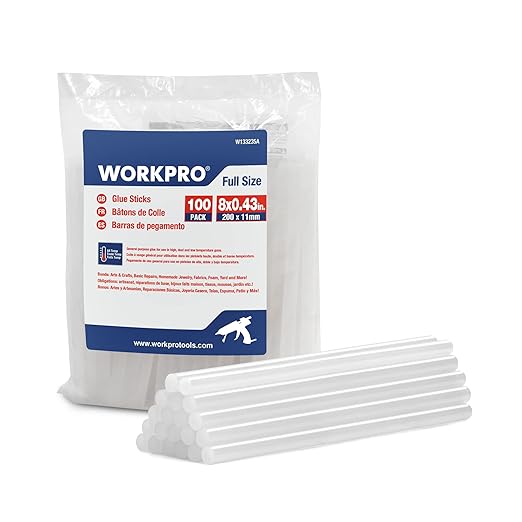 WORKPRO Full Size Hot Glue Sticks, 100-pack, 0.43x8 Inches, Compatible with Most Glue Guns, Multipurpose for DIY Art Craft General Repairs, Home Decorations and Gluing Projects-DeskLoop Office