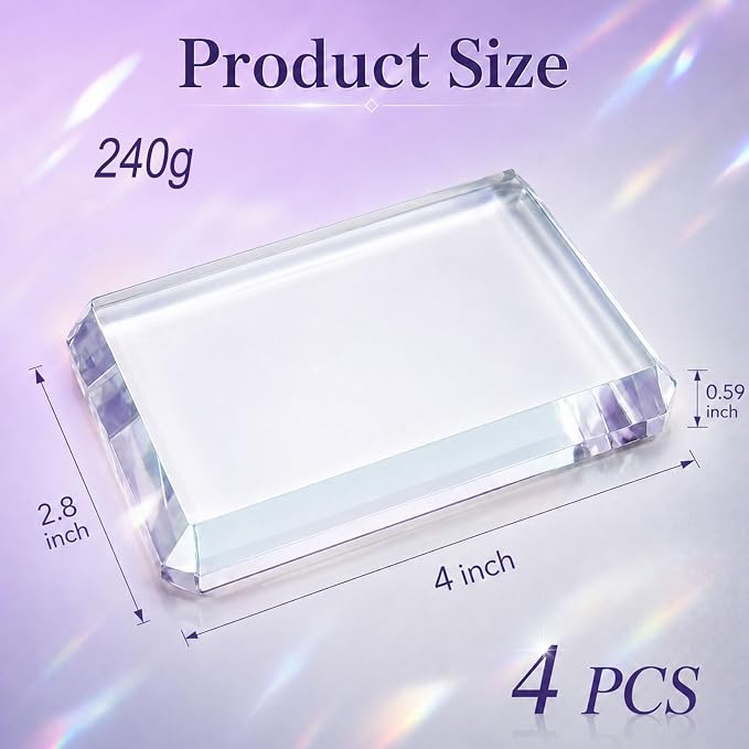 4 PCS Glass Paperweight: Clear Paper Weights Blocks - Image 4