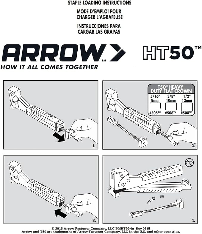 Arrow HT50 Heavy Duty Hammer Tacker, Chromed-Steel Manual Stapler - Image 7