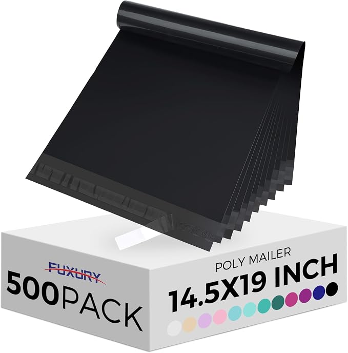 Fuxury 500 Pcs Poly Mailers 14.5x19 Inch, Bulk Shipping Bags by Fuxury