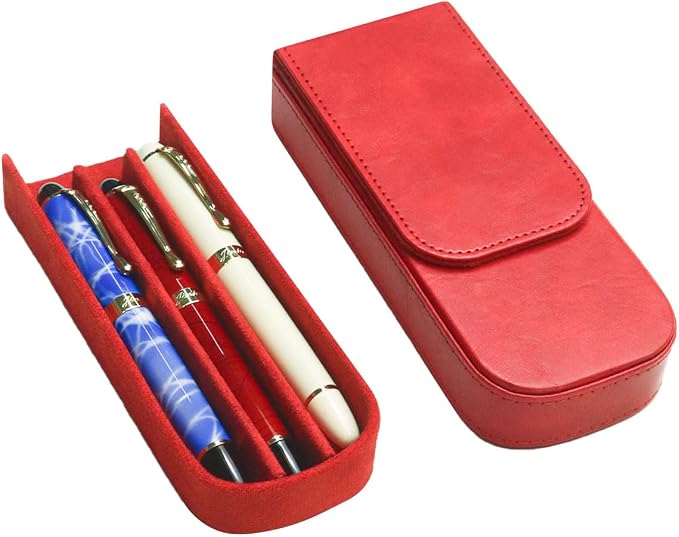 PU Leather Triple Pen Case Pencil Pouch Holder - Image 6