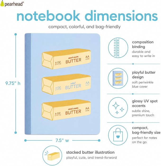 Pearhead Butter Composition Notebook — College-Ruled, 160 Pages, 7.5" x 9.75" - Image 2